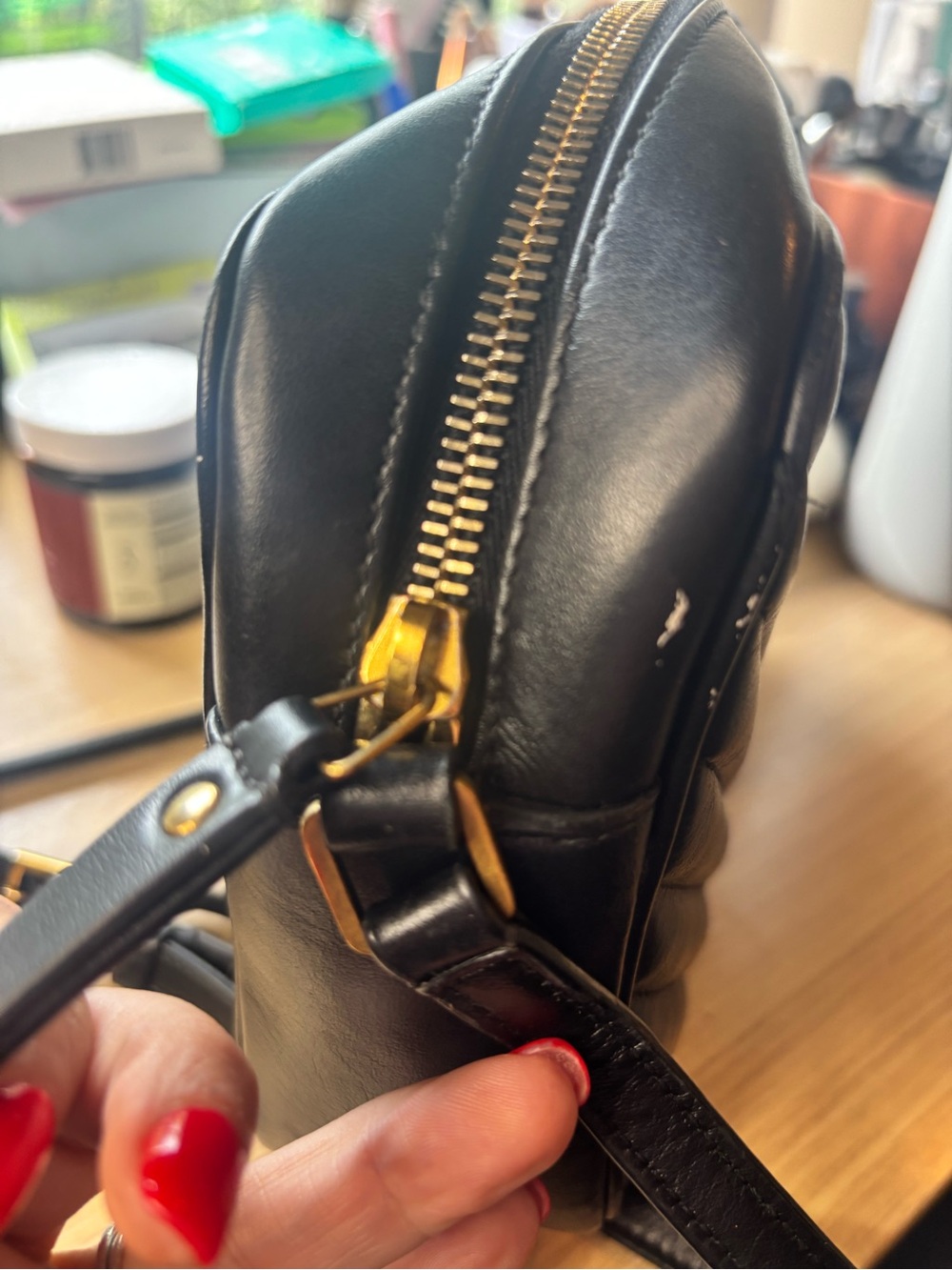 Yves Saint Laurent Black Leather Pouch with Gold Logo - Picture 8 of 12